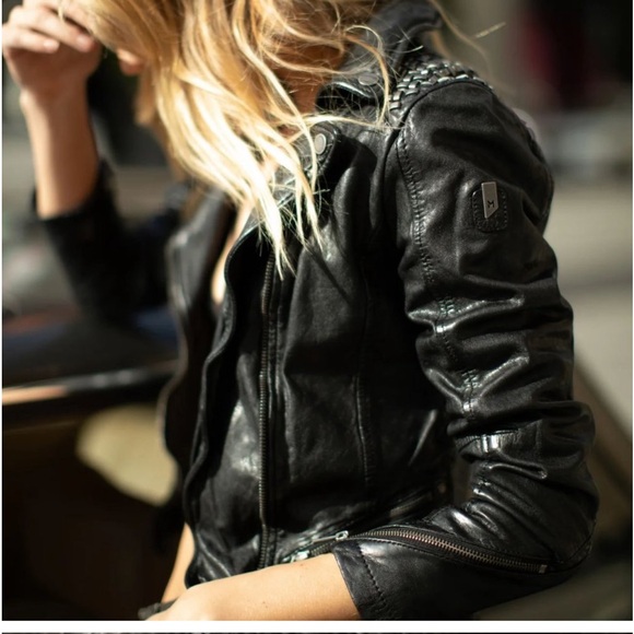 NWT MAURITIUS BLACK LEATHER STUDDED JACKET XS - Picture 5 of 14